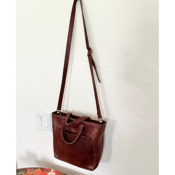 Soft Portland Leather Goods mini crossbody tote purse nutmeg pebble grain - Picture 2 of 10